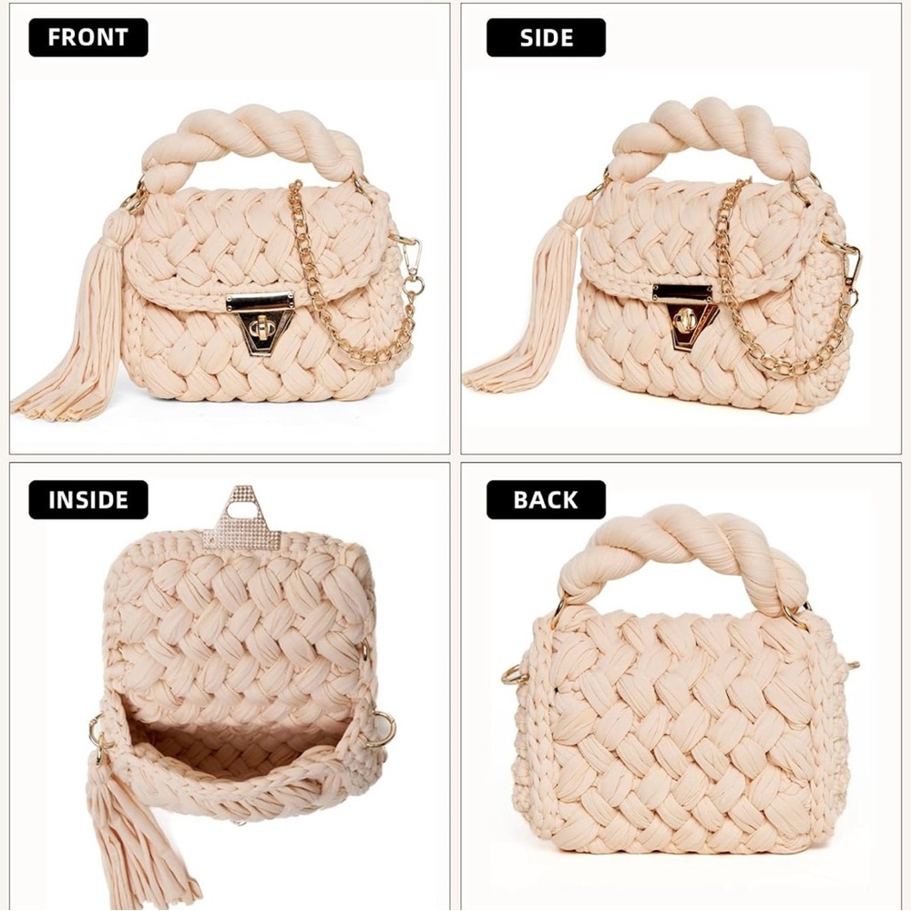 Elegant Cream Woven Handbag